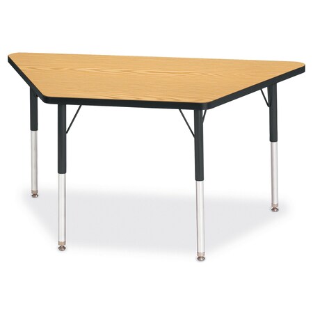 Jonti-Craft Berries Trapezoid Activity Tables, 24 in. x 48 in., A-height, Oak/Black/Black 6438JCA210